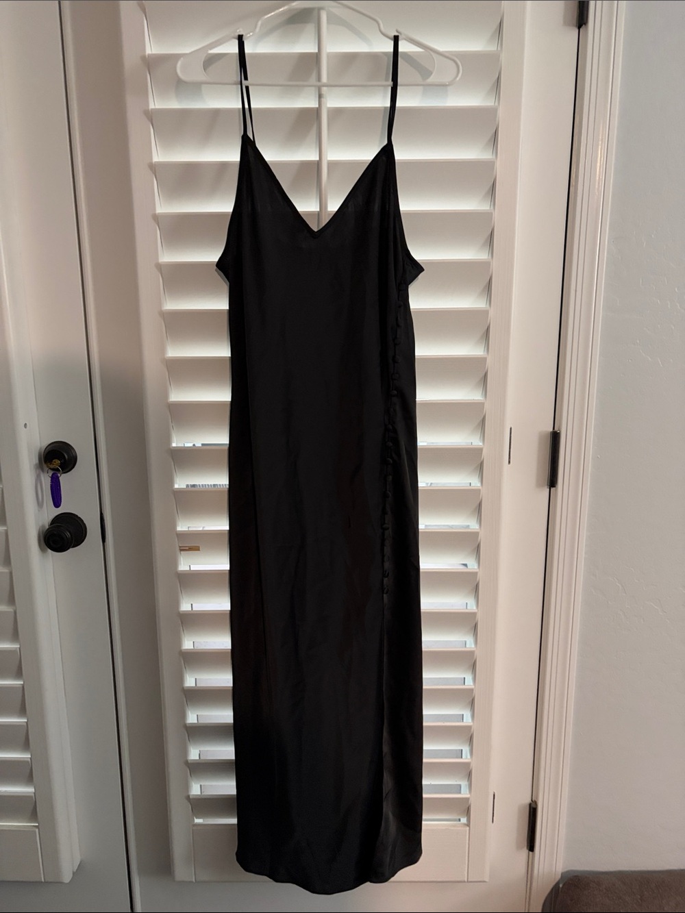 Banana Republic Black Satin Maxi Slip Dress